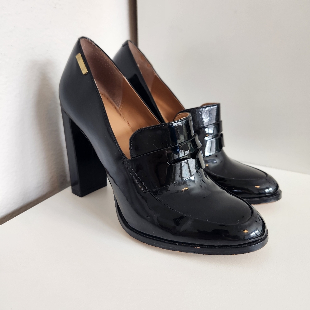 Calvin Klein Kathryn Black Patent Loafer Pump